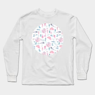 SpringShowers | Umbrella and Galoshes | Watercolor | Pattern Long Sleeve T-Shirt